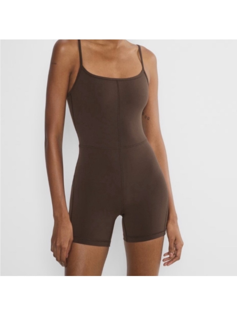 Aritzia Wilfred Free Divinity 3" Romper dark brown